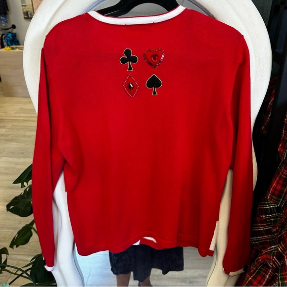 Vintage Jack B Quick Cardigan with Card Suit Design - Picture 2 of 12